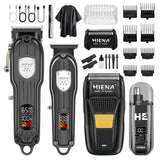 HIENA PRO Professional Hair Clipper Kit, Rechargeable Cordless Barber Kit and Hair Cutting Set, Electric Foil Shavers and Beard Trimmers, Ear, Nose Hair Trimmer Set & Facial Grooming Tool (Black)