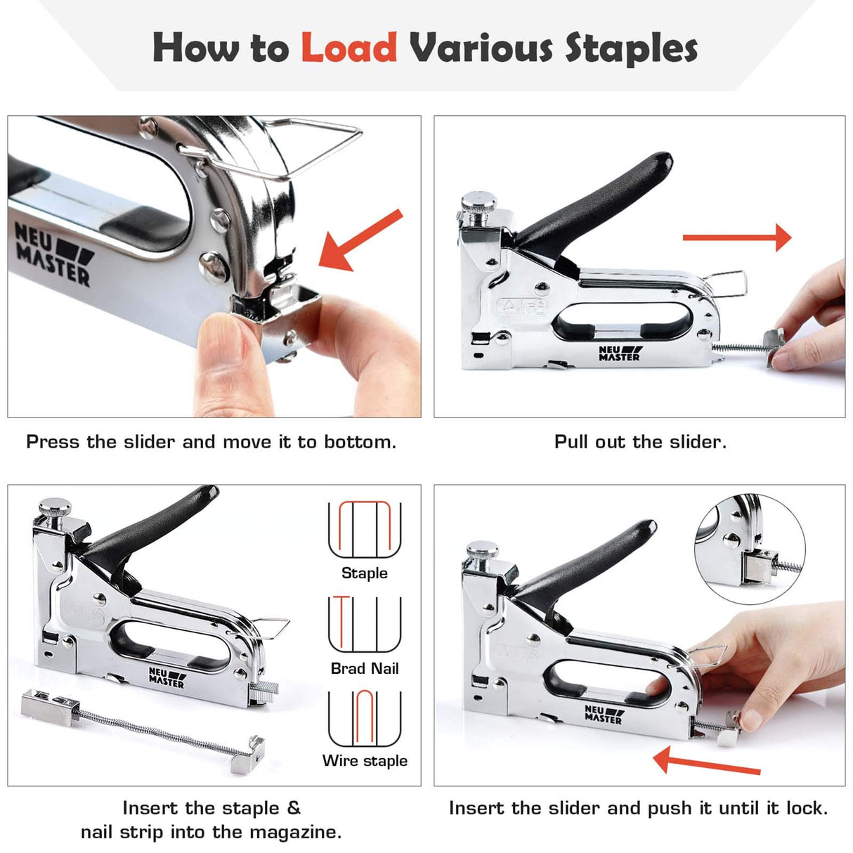 NEU MASTER Staple Gun, Light Duty Stapler Kit Come with 1600 pcs 5/16,3/8 inch JT21 Staple Strip, All Steel Tacker for General Repairs, Crafts, Upholstery, Decorating