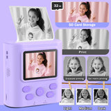 Upgrade Kids Camera Instant Print for Ages 3-12, Portable Instant Print Camera with HD Digital Video, Perfect Christmas Birthday Gift for Boys & Girls, Includes 32GB SD Card - Purple