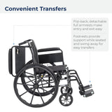 Drive Medical Cruiser III Light Weight Wheelchair with Various Flip Back Arm Styles and Front Rigging Options, Flip Back Removable Full Arms/Swing away Footrests, Black, 20 Inch