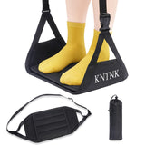 KNTNK Airplane Foot Hammock, Wide Airplane Foot Rest with Bamboo Board Support, Portable Travel Footrest Essentials, Adjustable Foot Hammock for Long Flight, Foldable & Compact for Easy Storage