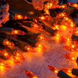 YULETIME 200 Orange Christmas Lights, Pack of 2 Sets 33 Feet 100 Count UL Certified Incandescent String Lights (Orange - Green Wire)