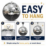 Youdepot 12-Inch Large Hanging Mirror Ball for Disco Party Decor