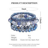 Noessla Beaded Boho Stretch Bracelet Colorful Stackable Crystal Beads Bracelets Trendy Costume Jewelry Mothers Day Gifts for Women(21-Blue)