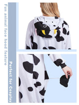 Magicalani Cow Onesie Pajamas for Adults - Unisex Animal Cosplay Sleepwear, Christmas Halloween Costume