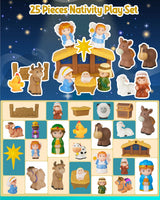 Nativity Set for Kids, Toddlers, Children, Christmas Story 25 Piece Sets & Figures Nativity Scene for Little Girls Boys Ages 1 2 3 4 5 6+ at Home, Sunday School, Soft Material Baby Bath Toys Playset