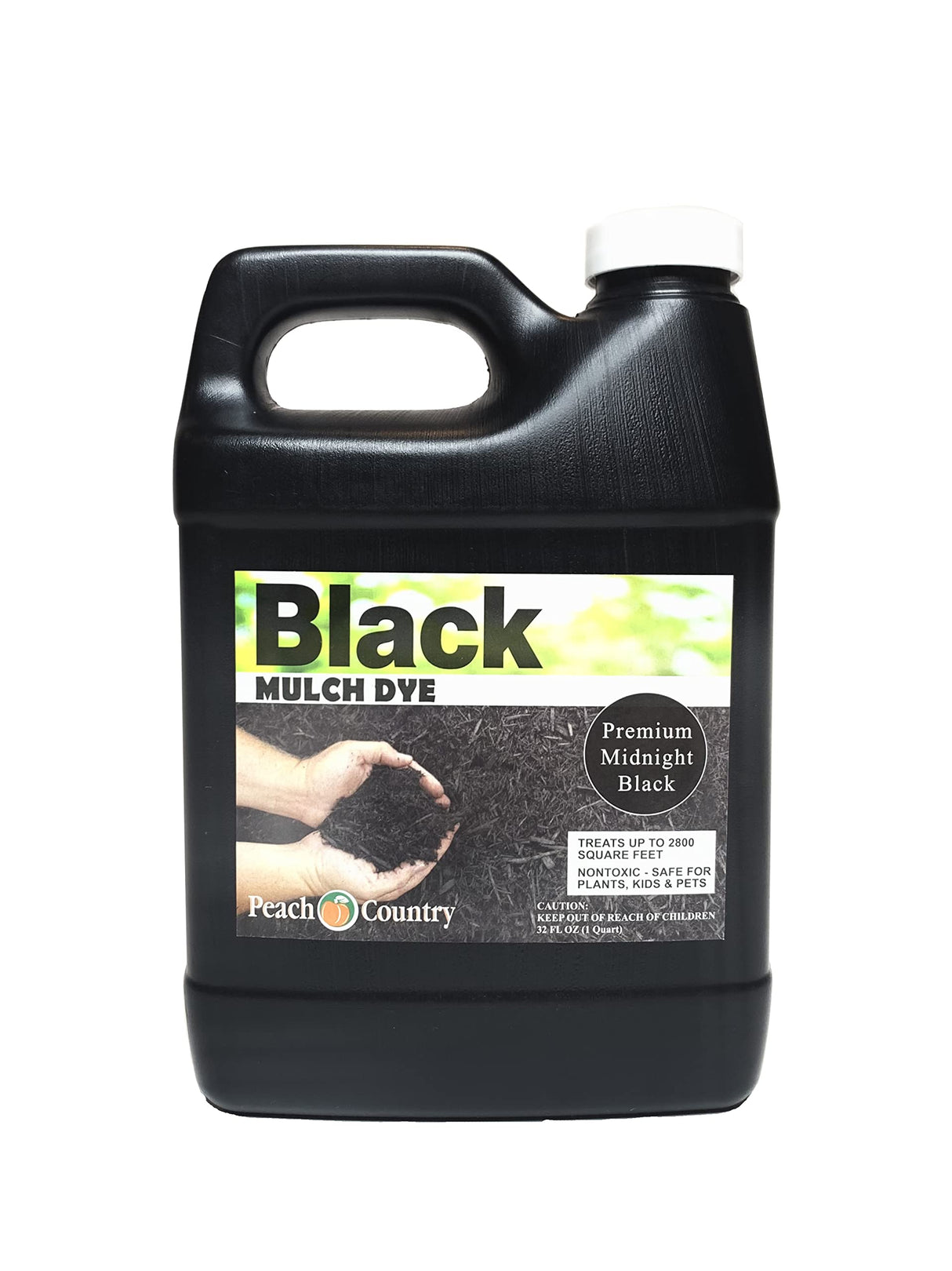 Peach Country Mulch Dye Midnight Black Quart, Mulch Paint Concentrate for Pump Sprayer Coverage Up to 2,800 Sq Ft, Water Based Landscape Color Restorer