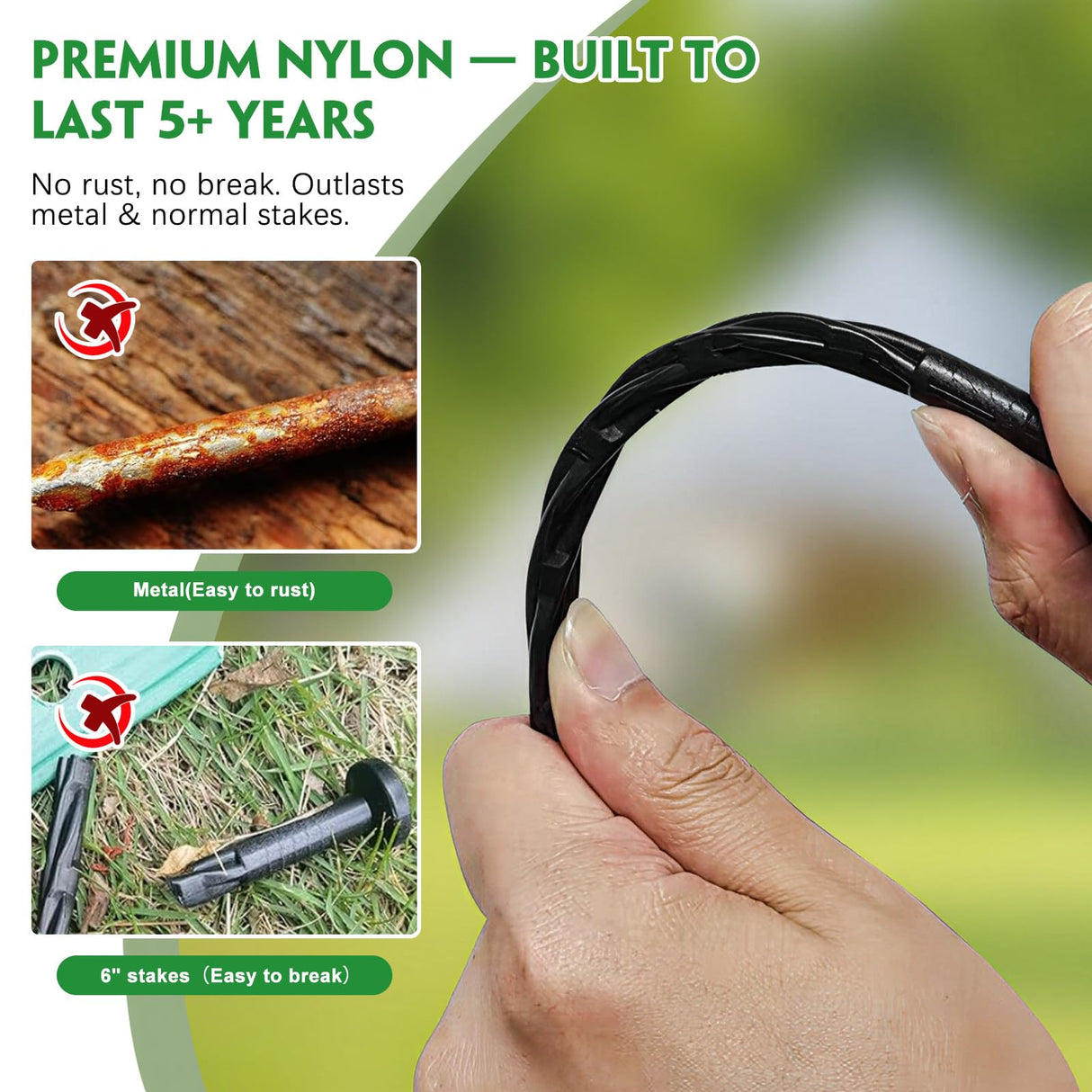 Garaook 120PCS 8-Inch Plastic Landscape Edging Stakes, Spiral Nylon Landscape Spikes, Anchoring Nails for Weed Barrier, Paver Edging, Landscape Edging, Artificial Turf, Grass Pathways, Black