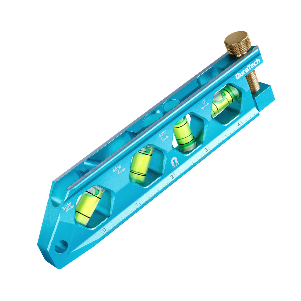 DURATECH 6.25-Inch Level, Magnetic Torpedo Level with 0°/30°/45°/90° Bubbles, V-Groove, Large Viewing Window, Aluminum Alloy Body, Hanging Hole, SAE and Metric Scale for DIY Projects and Household Use