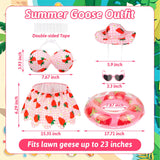 Lixintray Hawaiian Porch Goose Outfits Summer Bikini Goose Outfit with Sunglasses & Swim Ring, Strawberry Goose Costume Fits 23 Inch Cement Yard Plastic Statues, Outdoor Garden Patio Decor