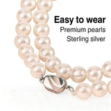 Freshwater Pearl Necklace Set Includes Bracelet and Earrings Genuine Pearl Set Jewelry for Women 925 Sterling Silver Pearl Jewelry for Mother's Day, Anniversary, Birthday, Valentine's Day, Wedding