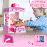 CWLAKON Claw Machine for Kids, Mini Vending Machine Girls Unicorn Toys with Sound & 20 Mini Toys, Candy Grabber Prize Dispenser Machine Electronic Arcade Games, Christmas Birthday Gifts, Pink