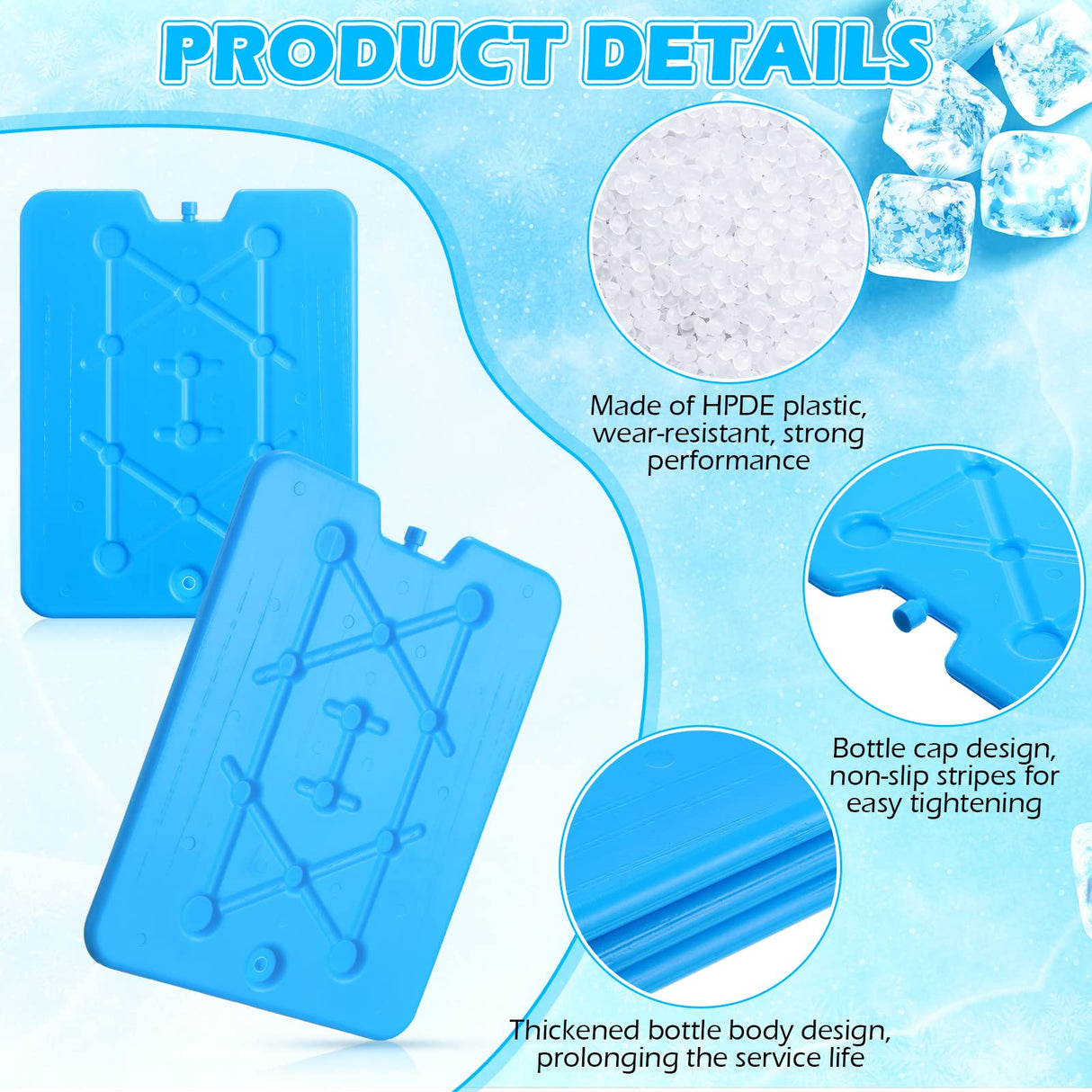 Hoolerry 10 Pcs Large Ice Packs for Cooler 10 x 13 Inch Space Saving Freezer Packs-Reusable Long Lasting for Cooler Totes for Keeping Food Fresh (Light Blue)