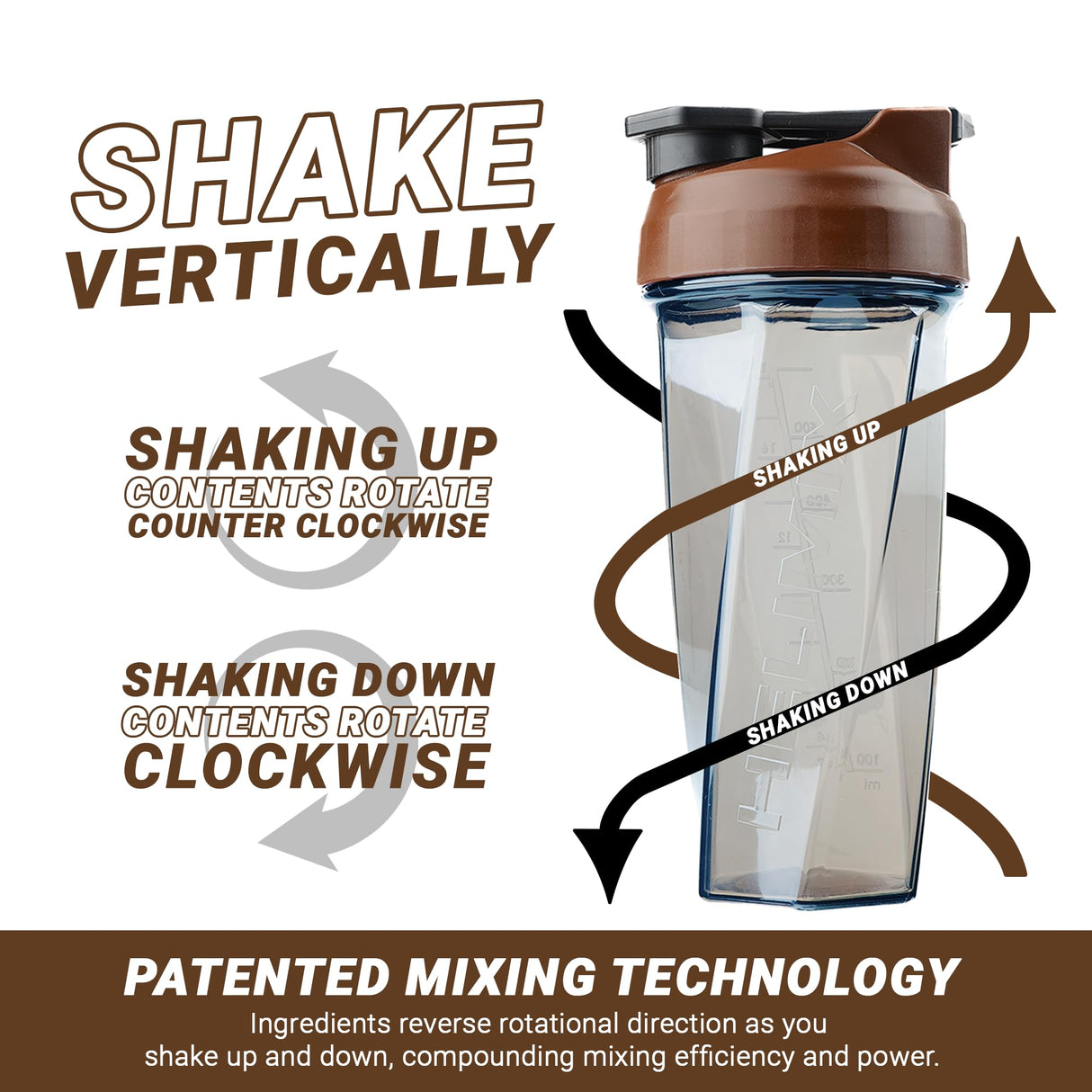 HELIMIX 2.0 Vortex Blender Shaker Bottle Holds upto 28oz | No Blending Ball or Whisk | USA Made | Portable Pre Workout Whey Protein Drink Shaker Cup | Mixes Cocktails Smoothies Shakes | Top Rack Safe