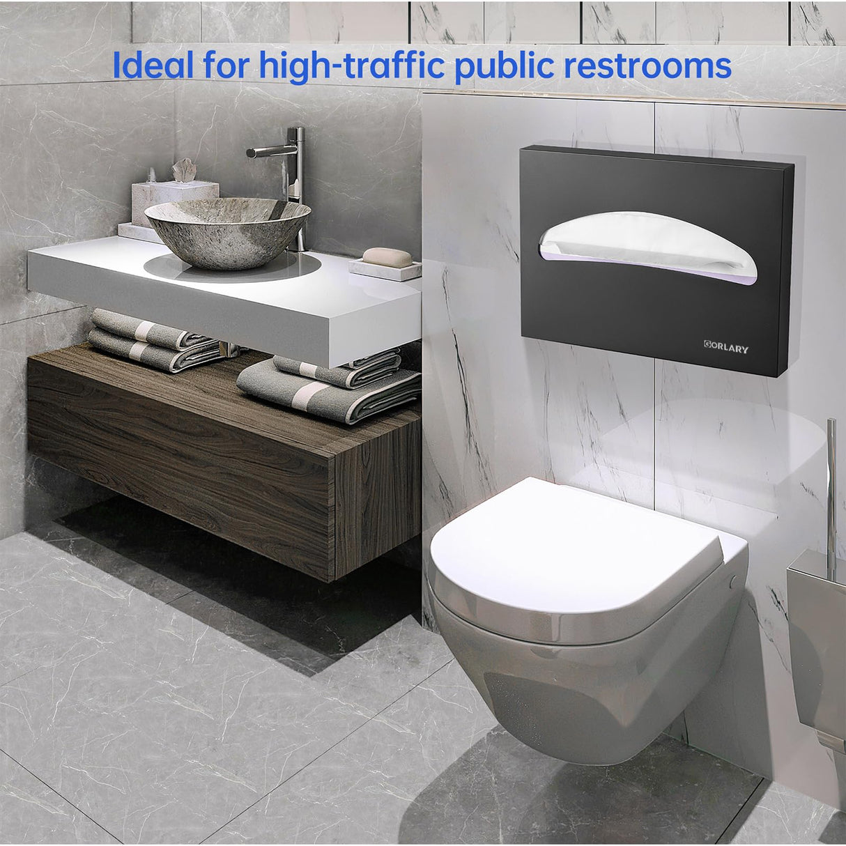 Toilet Seat Cover Dispenser Wall Mounted Stainless Steel Matte Black