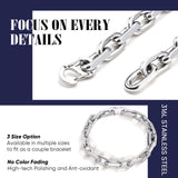 VNOX Link Chain Bracelets for Men - Cool Mens Bracelets Diamond-Cut Paperclip Solid Chain Bracelet Chunky Stainless Steel Jewelry Trendy Gifts for friend Teen (Silver, 8)