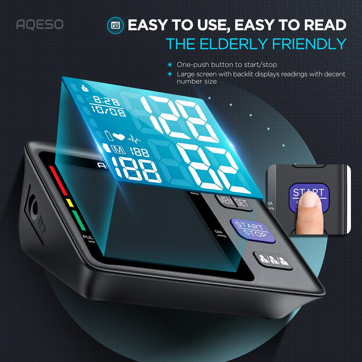 Blood Pressure Machine Upper Arm, 3 Size Cuffs, S, M/L and XL, Small 7"-9", Medium/Large 9"-17" and Extra Large Cuff 13"-21", Accurate Automatic Digital BP Monitor, Large Backlit LCD, 3-User 1500 MEM