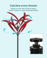 Cyan Oasis 82 inch Wind Spinners Outdoor - Extra Large Metal Wind Sculptures & Spinner with Stake, Big Clearance Windmills for the Yard and Garden, Tall Yard Art Decor-Burgundy Red