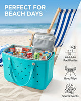2-in-1 Cooler Organizer Insert for X Large Bogg Bag Accessories, 2-in-1 Dry-Wet Separate Tote Insert with Leakproof Cooler&Mesh Storage Bag,Bogg Bag Accessories for Beach,Camping,Picnic,Travel (Grey)