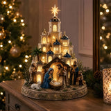 Bethlehem Nativity Church Light Tower,Lighted Nativity Scene Tabletop,1 Pcs