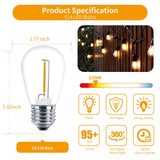 Meconard 24 Pack LED S14 Replacement Light Bulbs, Shatterproof Outdoor 1 Watt to Replace 11Watts String Incandescent Bulb, E26 Regular Medium Screw Base, 2200K Warm White, Non-Dimmable