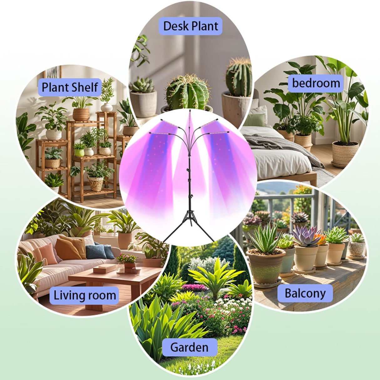 Grow Light for Indoor Plants, 5-Head Full Spectrum LEDPlant Light with 3 Light Modes, 10 Brightness Levels, Remote Control, Height Adjustable 29-61Inch Growing Lamp for Seedlings,Flowers (5head)