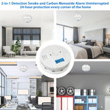 Shackcom Combination Smoke and Carbon Monoxide Detector, 5-Year Battery Smoke Alarm with LCD Display for Home, 2 Pack, White