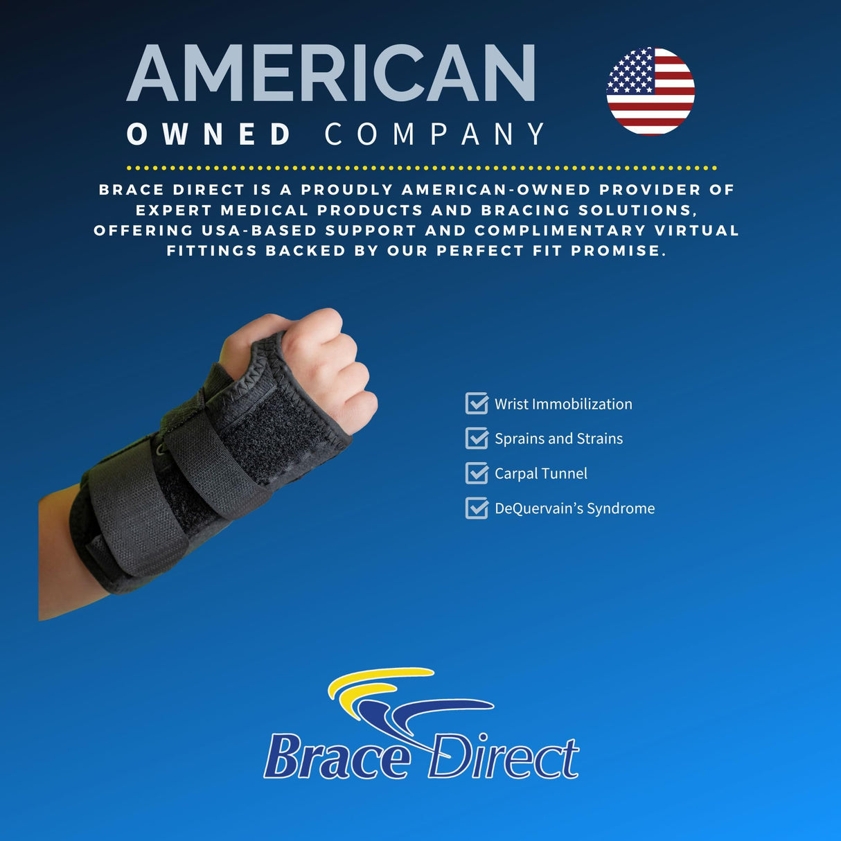Brace Direct Kids Lace-Up Wrist Brace for Immobilization, Sprains, Strains, Carpal Tunnel & De Quervain’s, Left Wrist - Fits 6 in length / 4-5.5 in wrist (18 m-7 y)