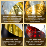 MyGift Black and Gold Stemless Wine Glasses Set of 4 - Elegant Christmas Gift Set with Luxe Metallic Finish, 18oz Modern Barware