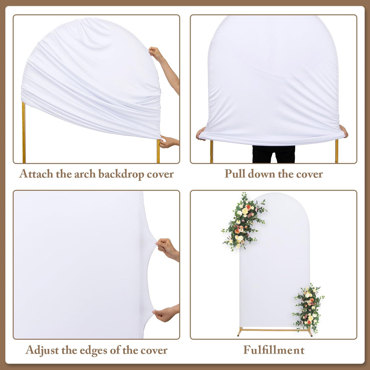 Toolterritary Metal Arch Backdrop Stand and Cover Set of 2, Sturdy 7.2FT, 6FT Party Backdrop Set, Wedding Arch Frame and Cover Set for Birthday, Baby Shower,Christmas, Anniversary
