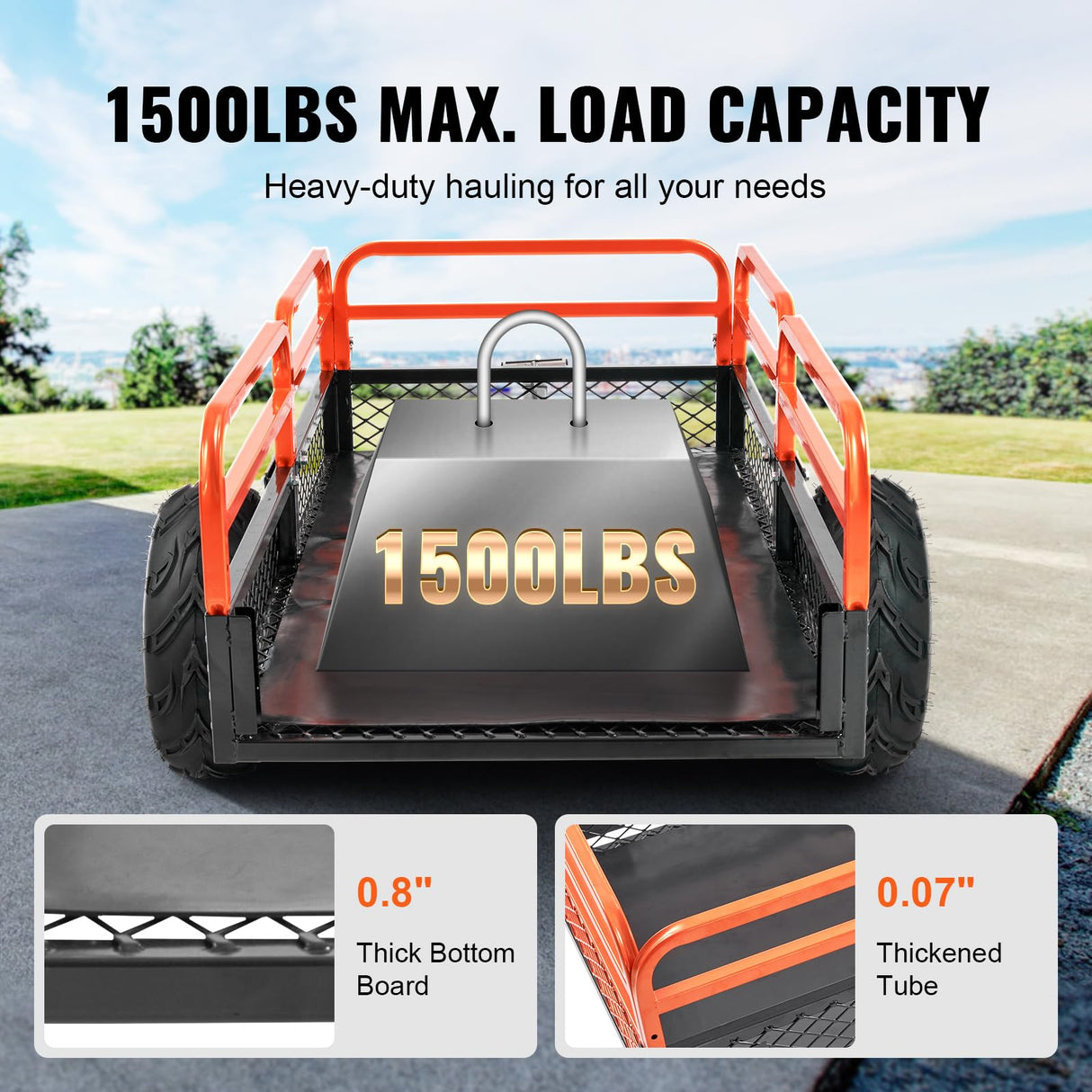 VEVOR ATV UTV Trailer Tow Behind Dump Cart