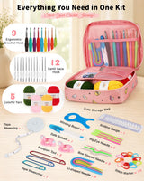 Aeelike Crochet Kit for Beginners- Ideal DIY Craft Gift for Women, Pink
