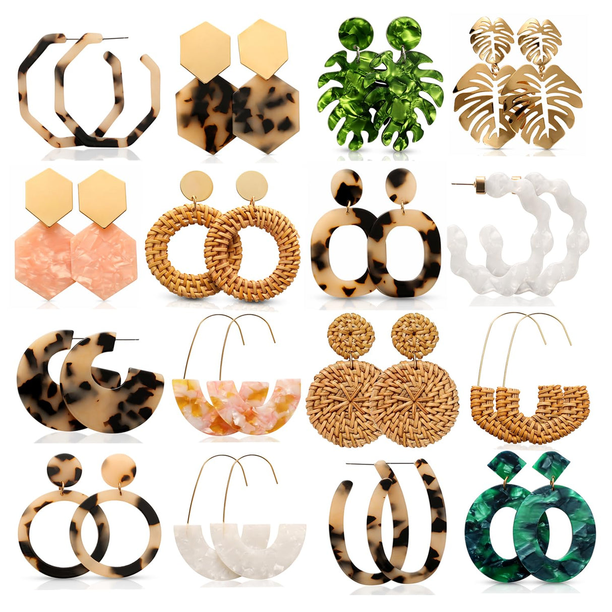 LANTAI Vacation Statement Earrings for Women Acrylic Rattan Earrings