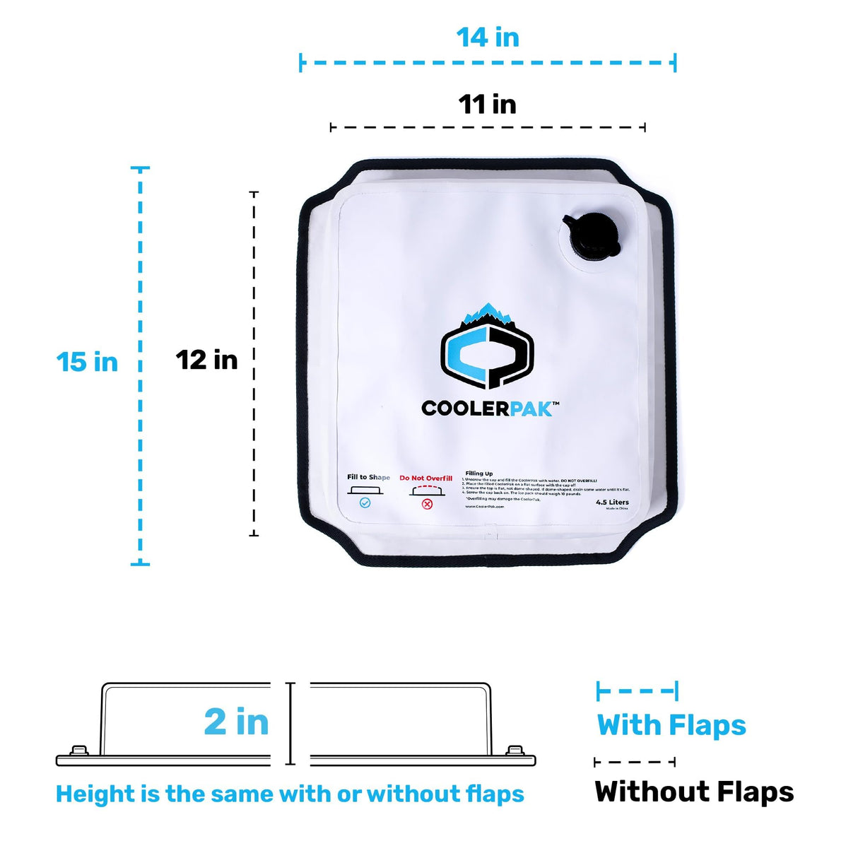 CoolerPak 10lb Refillable Reusable Ice Pack – Hook & Loop Fastener - Cold for Days – Non-Toxic, Leakproof, Suitable for Potable Drinking Water & Cold Plunge – Built Tough, Roll Up for Easy Storage