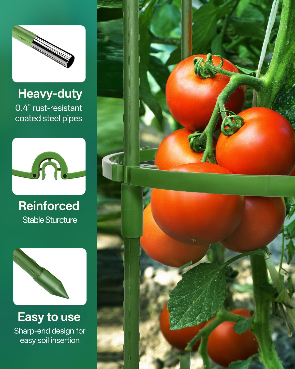 2 Pack Tomato Cage, Up to 59 Inch Adjustable Metal Tomato Cages for Garden