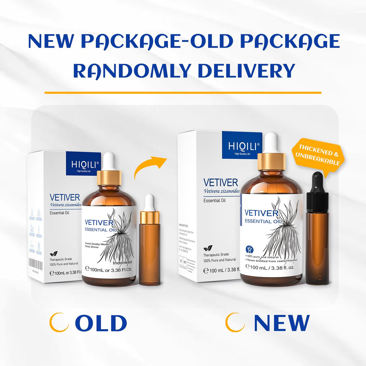 HIQILI 100ML Vetiver Essential Oil, 100% Pure Natural for Diffuser Calm and Relation- 3.38 Fl Oz