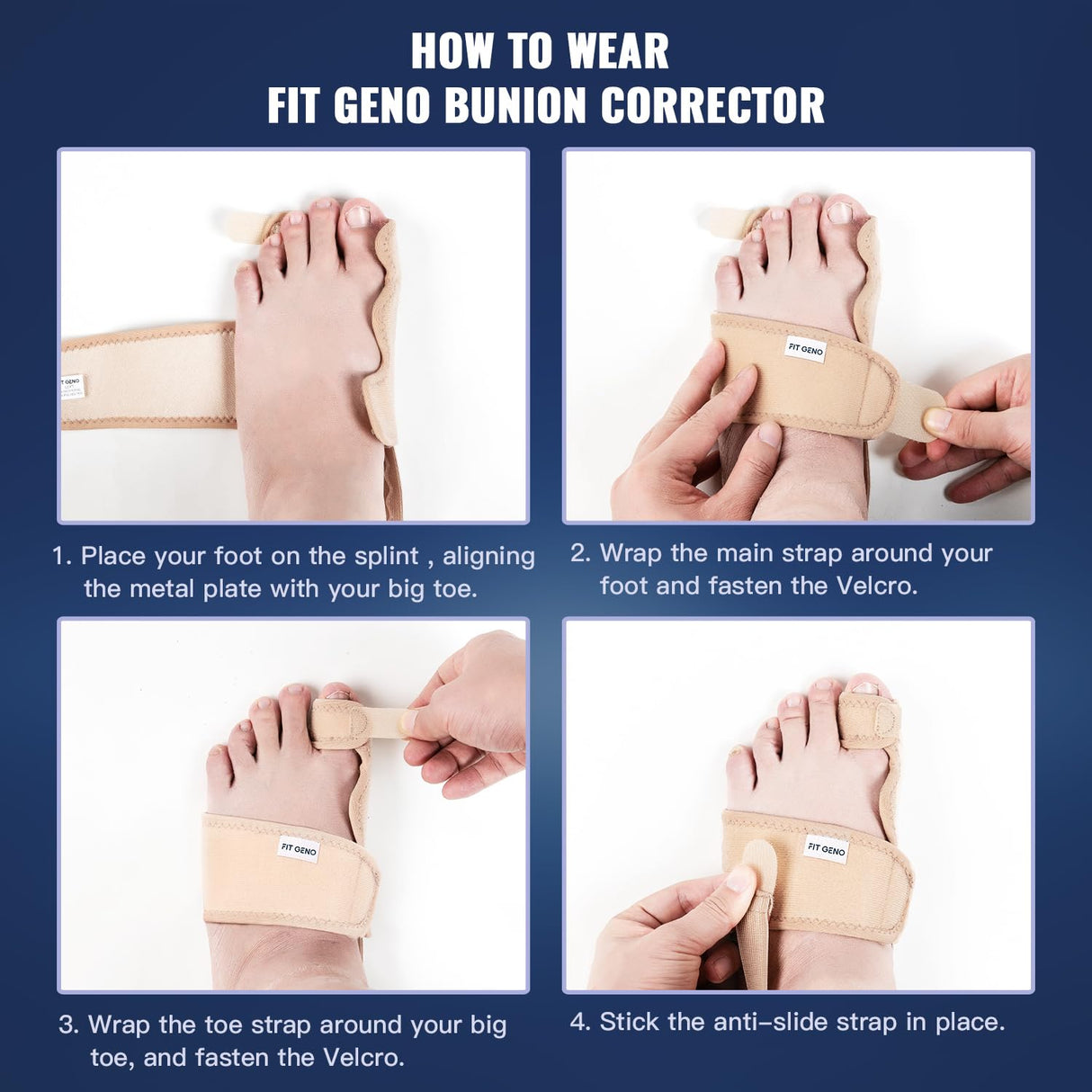Fit Geno 1 Pair Orthopedic Hallux Valgus Toe Spacer – Adjustable Day & Night Bunion Relief for Men & Women