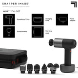 Sharper Image® Powerboost® Pro+ Hot & Cold Deep Tissue Massage Gun - 6 Speeds, 6 Attachments, 5-Hour Battery, Travel Case, Charging Base, Shoulder & Back Massager, Pain Relief Tool, FSA Eligible