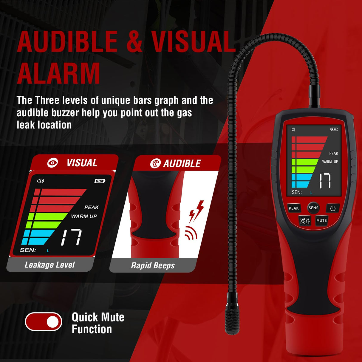 Refrigerant Leak Detector HVAC, Aprvtio ALD-200PRO 3-in-1 Professional Freon Leak Detector for A3 A2L A1 Refrigerants, Automotive AC Leak Detection Kit with 0.14 oz/yr Sensitivity for R454B R134a