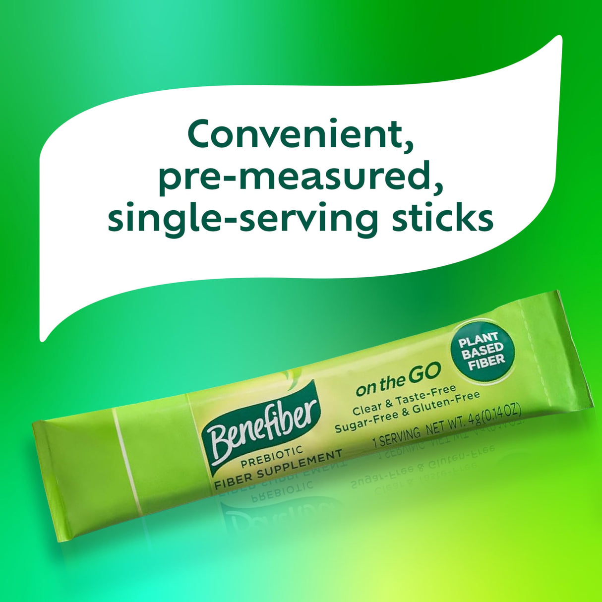 Benefiber On The Go Prebiotic Fiber Supplement Powder for Digestive Health, Daily Powder, Unflavored Stick Packs - 36 Sticks (Pack of 2)