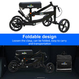 Aojin Knee Scooter, 300lbs Capacity, 13" Big PU Seat, All Terrain Foldable Knee Scooter Walker with Bag for Foot Injuries Compact Crutches Alternative (Black)