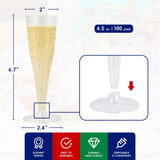 JOLLY CHEF 100 Pack Plastic Champagne Flutes Disposable 4.5 oz Clear Plastic Champagne Glasses Suitable for Wedding, Thanksgiving Day, Christmas