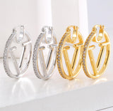 18K Gold Luxury Letter Earrings for Women and Sisters | Valentines, Birthday Gifts, Elegant Accessories for Any Occasion (V Letter Earrings 2 Pair)