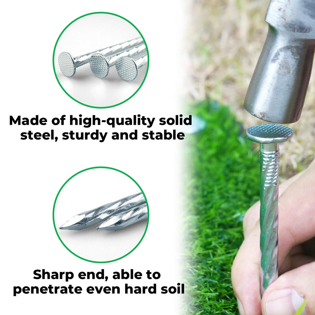 EISENSP 12-Inch Spiral Landscape Stakes, 25 Pcs Galvanized Metal Anchoring Spikes for Paver Edging, Artificial Turf, Weed Barrier, Bright Spike