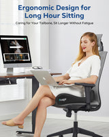 Feagar Large Ergonomic Seat Cushion - Thick Full Wrap Memory Foam Office Chair Cushion for Tailbone Pain Relief, Coccyx Cushion with Non-Slip Pad for Desk Chair, Wheelchair, Car Seat Long Sitting