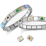 Stainless Steel Italian Charm Bracelet, 18 Link Starter Bracelet 9mm Charms