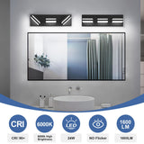 JZEKVN Modern LED Small Bathroom Lights Fixtures 3-Light,Metal Black Acrylic Wall Lighting,Vanity Lights for Bathroom Over Mirror 6000K 16in