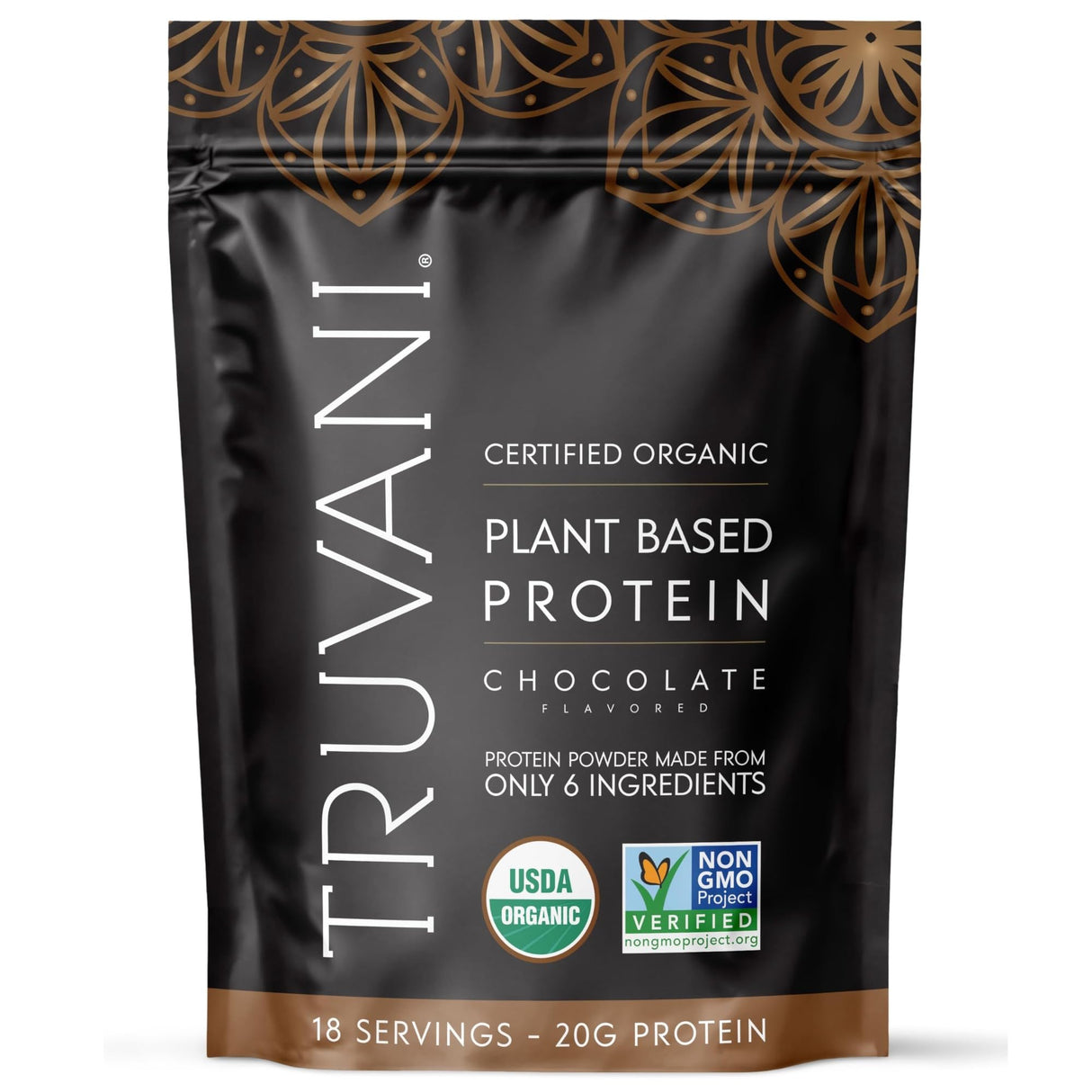 Truvani Vegan Pea Protein Powder | Chocolate | 20g Organic Plant Based Protein | 18 Servings | Keto | Gluten & Dairy Free | Low Carb | No Added Sugar