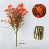 RECUTMS 8 Bundles Artificial Fall Flowers No Fade Faux Autumn Plants, Fake Indoor Outdoor Greenery Decorations for Thanksgiving Christmas Wedding Party Home Garden Fireplace Décor (Green Orange)