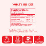 Peach Perfect Creatine Monohydrate Powder, Glute Builder Creatine for Women with Collagen, BCAAs, 5g Vegan Micronized Creatine per Serving, for Energy, Muscle Support, 30 SVG, Strawberry Acai